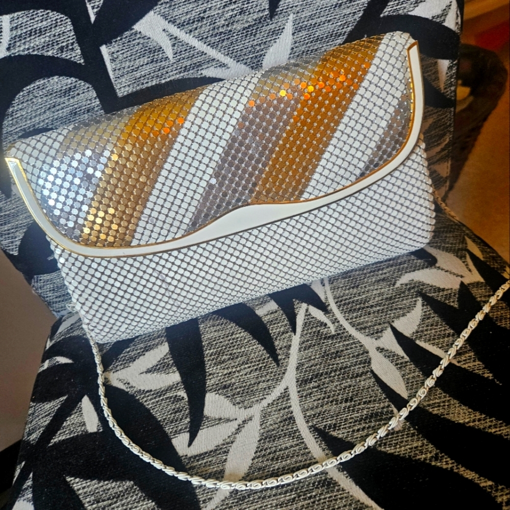 Vintage Purse Silver, Gold, White.
